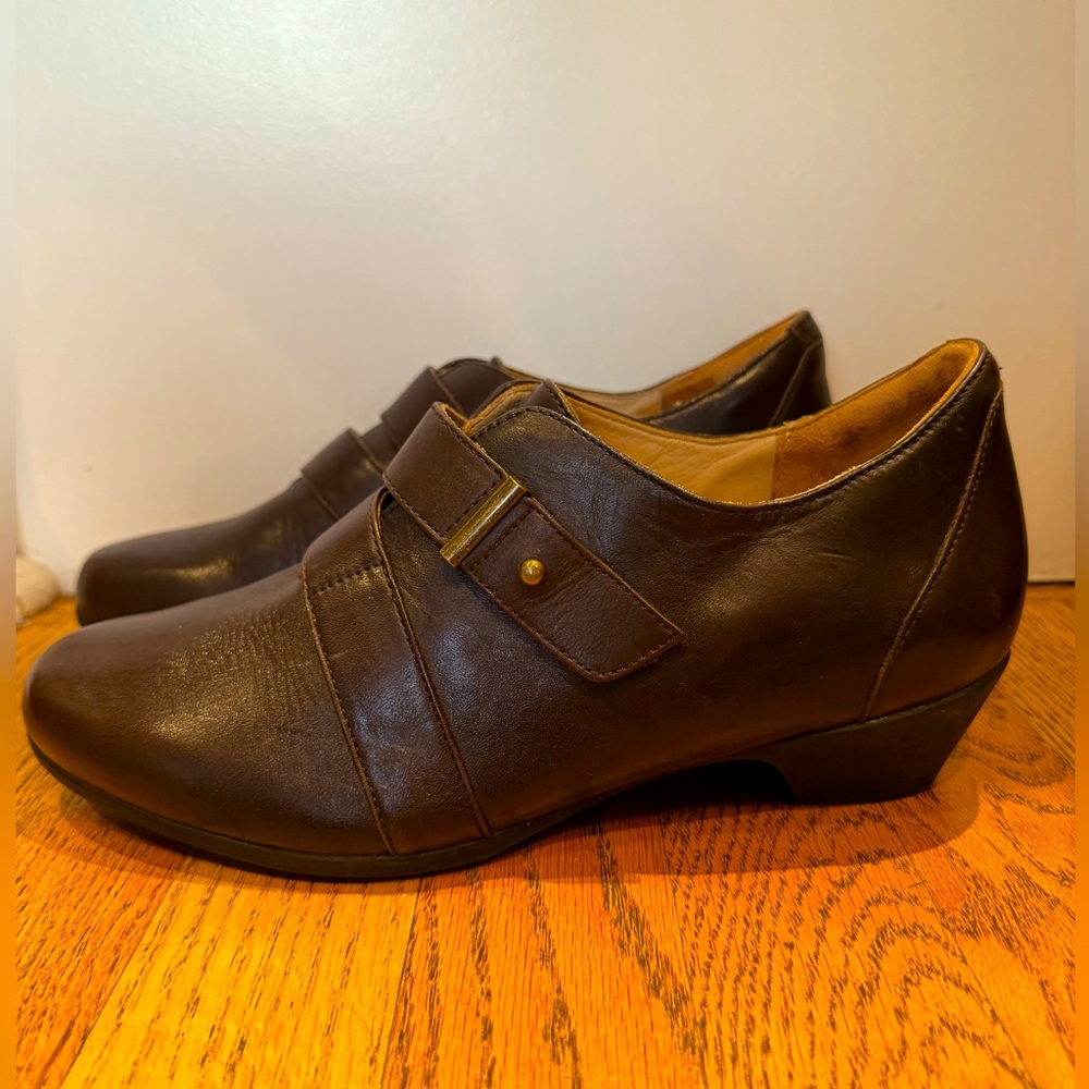 Ziera Fortuna Loafer w Strap Brown Leather Size 8.5